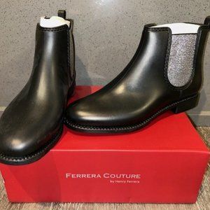 Ferrera Couture Women Marsala - Bling Rubber Ankle Shoes Size 8 Black Matte NIB
